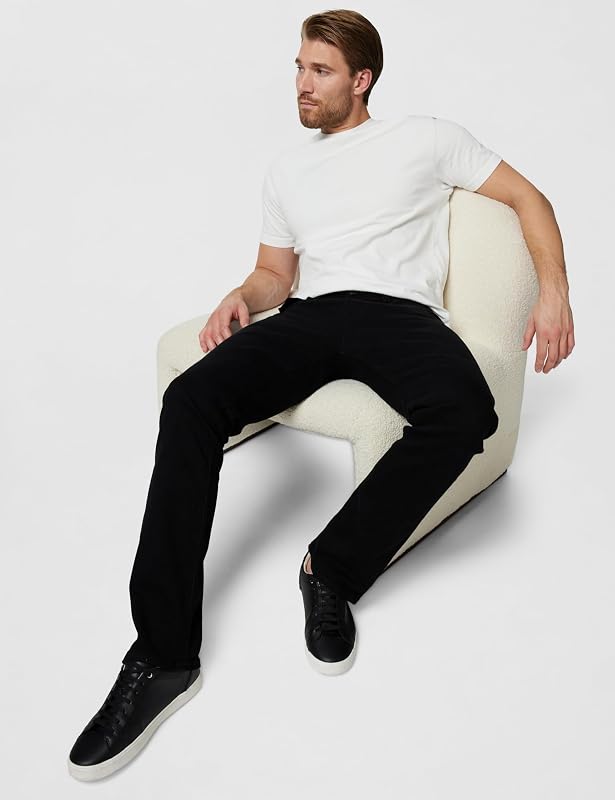 Jean Ricky à Jambe Droite pour Homme, Rince-Corps Noir, 48