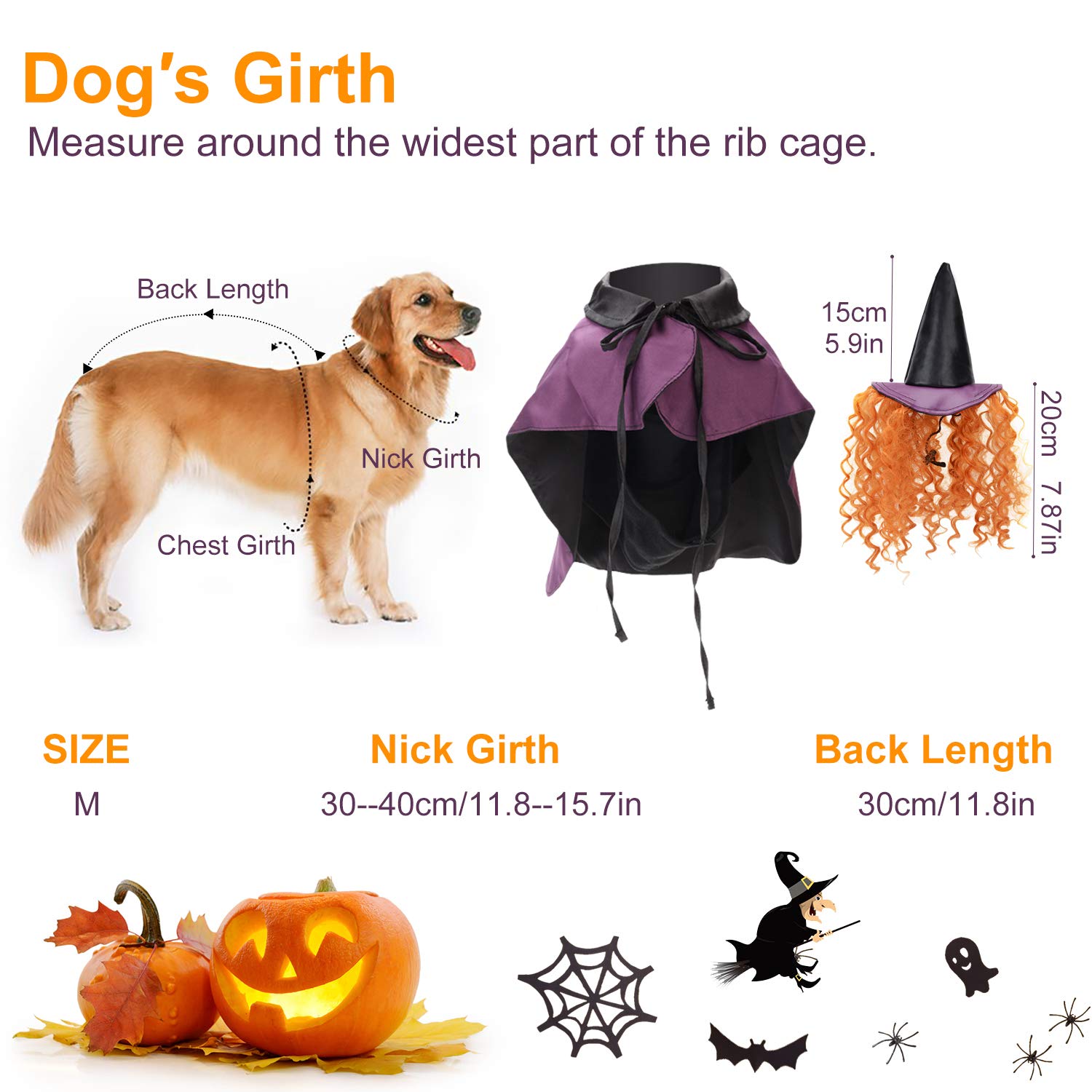 Legendog Halloween Hund Kostüm Set, Lustiger Hund Kostüm Umhang Hund Cosplay enthält Hut Umhang Cute Dog Kostüm Pet Kostüm Set