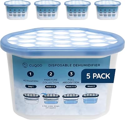 CUQOO Disposable Dehumidifier 500ml Pack of 5 Moisture Absorbers