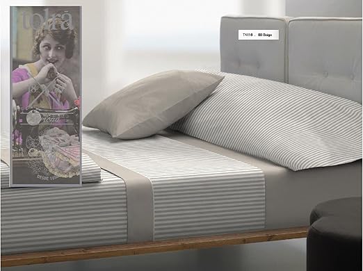 TOLRA Juego de sabanas 3 Piezas Modelo T4116 (Beige, 90x190/200): Amazon.es: Hogar