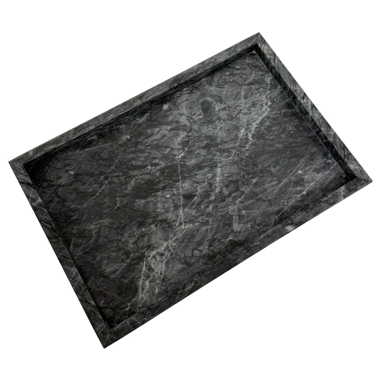 Photo 1 of Black Marble Tray,100% Natural Marble Tray for Kitchen Counter,Bathroom,Vanity,Coffee Table,Non-Resin/Non-Ceramic (Black and Grey,Large 12"x8"x1.2")