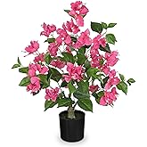 26.3” Large Fake Plants Artificial Flowers Bougainvillea Artificial Plants Trees Indoor Pots, Faux Plants Perfect for Home Decor, Living Room Table Decor, Bedroom Shelf Decor, Dining Room Decor