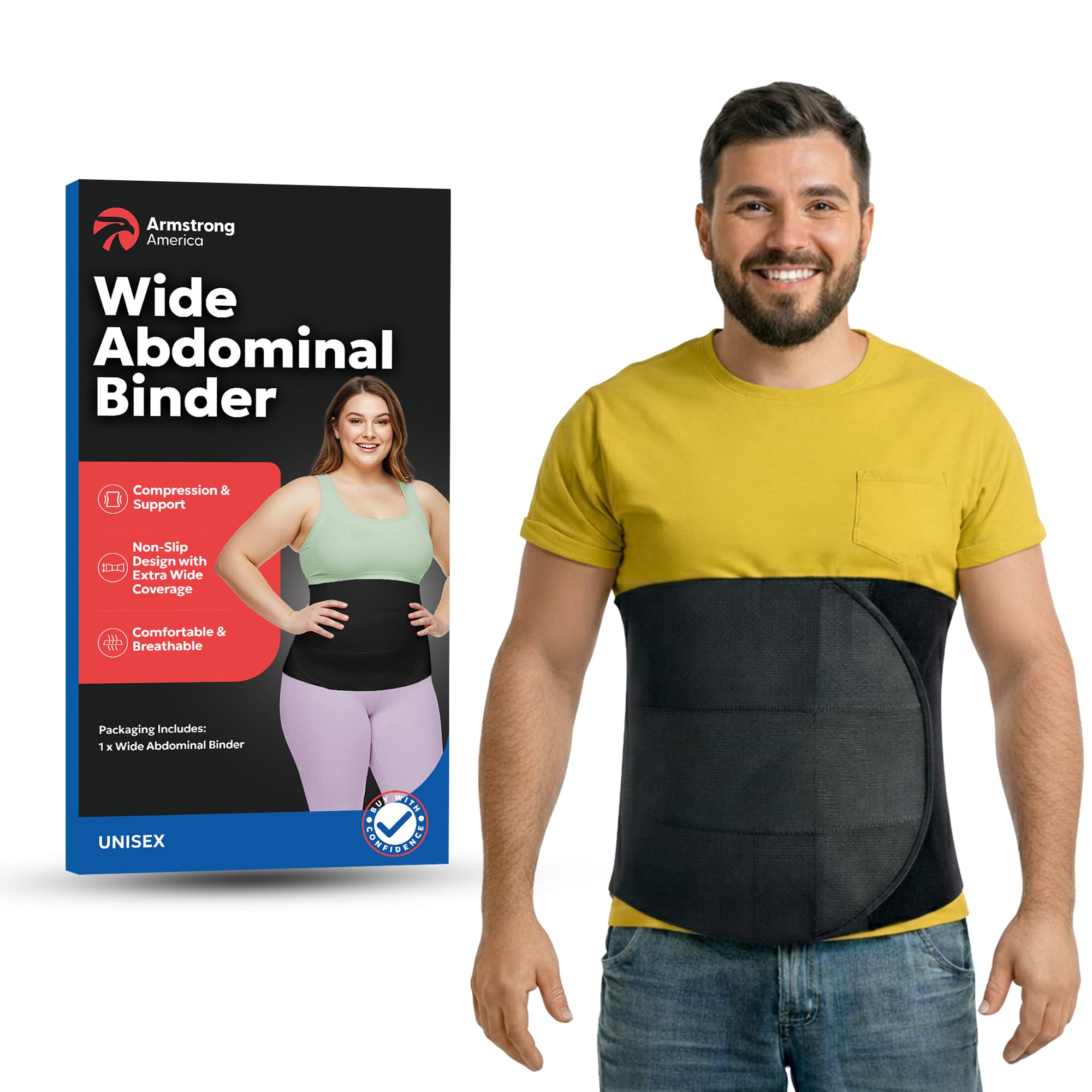 Plus Size Abdominal Binder Post Surgery Tummy Tuck | Postpartum Belly Band Wrap Binder | Post C Section | Stomach Compression Hernia Belt For Men Women After Pregnancy, Hysterectomy (4XL)