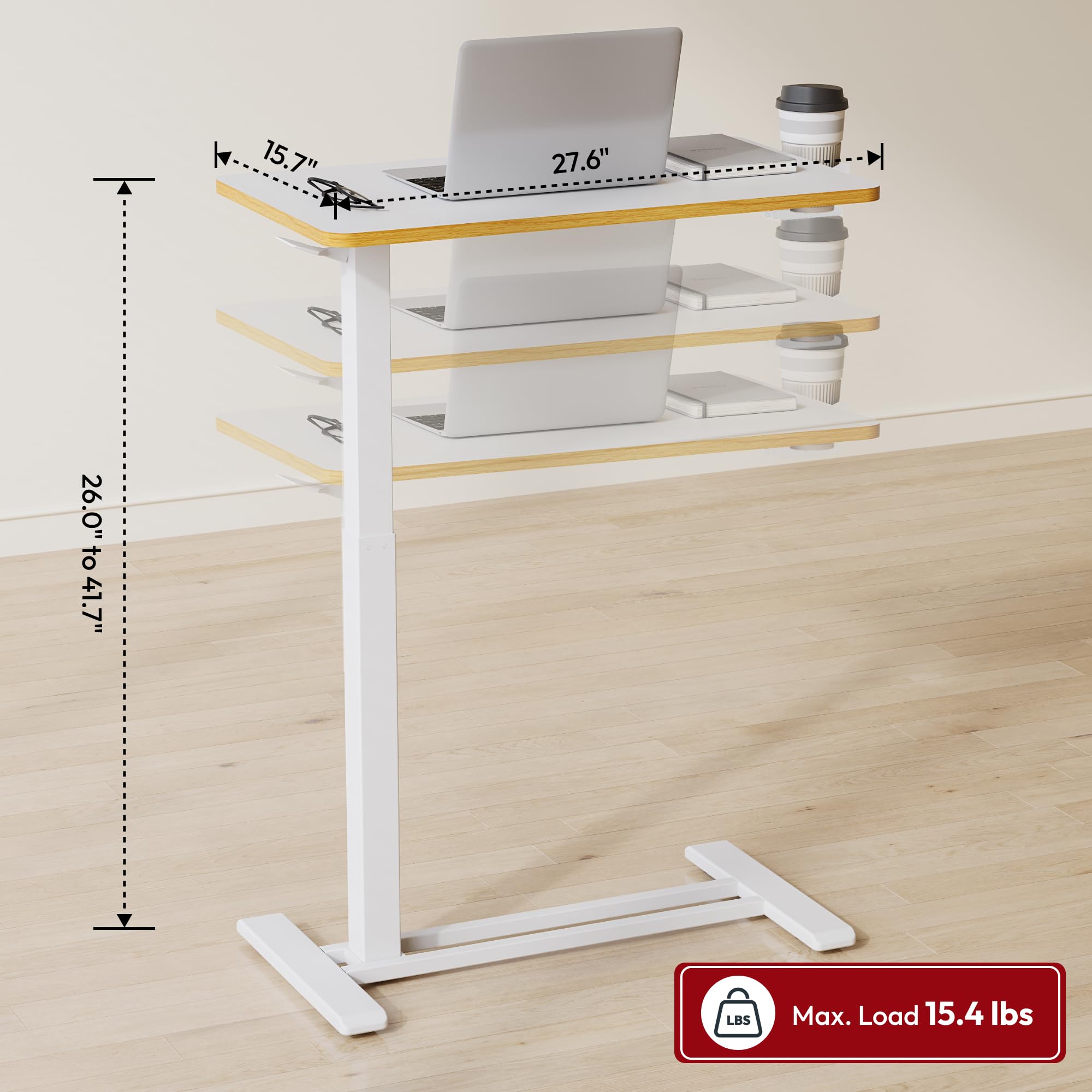 SANODESK Medical Adjustable Overbed Bedside Table With Hidden Casters