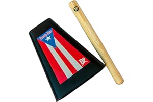 DP Music Puerto Rico Flag 8 Inch Metal Cow Bell Noise Maker with Beater and Bag - Cowbell for Sporting, Football Games, Events - Percussion Musical Instrument