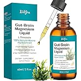 Magnesium L-Threonate Liquid Drops-Magnesium drops Supports Calm Sleep,Cognitive Focus & Gut-Brain Health-Adult-Friendly Magnesium Threonate 1200mg 100% Natural Extract,Vegan Non-GMO 60ml Lemon Flavor