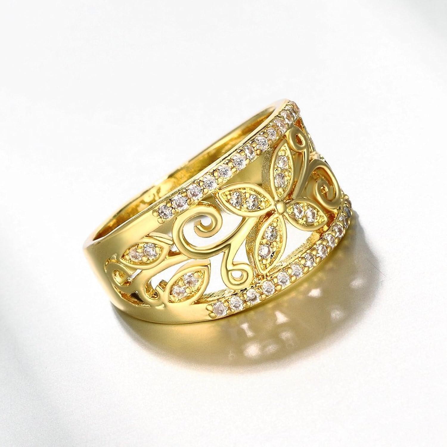yellow chimes flower band golden ring for women and girls