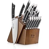 Cangshan OLYMPUS Series 17-Piece Knife Block Set, German Steel, Acacia Wood Block (Black)