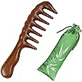 Thicken Wooden Wide Tooth Comb for Curly Hair,Large No-static Handmade 100% Natural Sandalwood Hair Comb for Head Scalp Massage,Detangling Comb for Women Holiday Gift (Sandalwood)