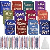 EUBUY 72 Pcs Motivational Pens Notepads Gifts Set Inspirational Quote Ballpoint Pen Small Notebook, Mini Journals Christmas Gift Set for Students Teachers School Office Prizes Supplies