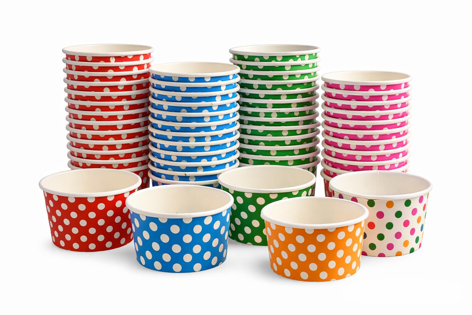 Worlds Paper Ice Cream Cups Polka Dot Paper Yogurt Cups 8oz Mix 50 Pack