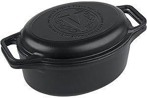 Victoria 6-Quart Cast Iron Oval Dutch Oven, Combination Combo Cooker Pot and Skillet, Bread Baker, Made in Colombia, 2-Piece 