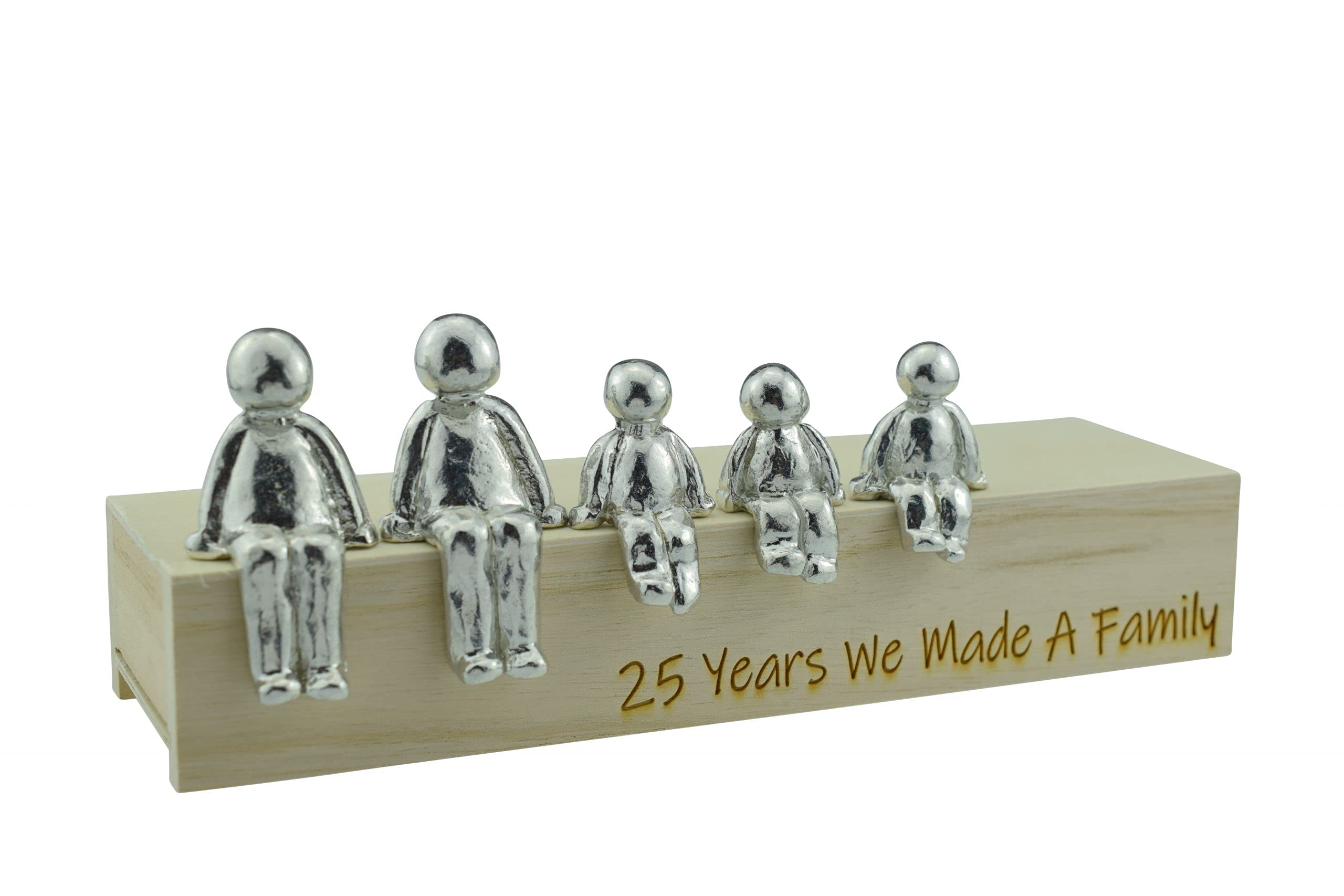 Pirantin 25th Anniversary Idea - 25 Years We Made A Family Metal Ornament - Choose Your Family Combination Box & Woodgrain May Vary(3 Children)