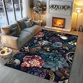 Jeminise Gothic Skeleton Area Rug Decor for Halloween, Gothic Skeleton Rugs for Bedroom, Living Room, Custom Spooky Halloween Area Rug 5x7 (Design 10)