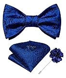 DiBanGu Paisley Bow Tie Set for Men Royal Blue