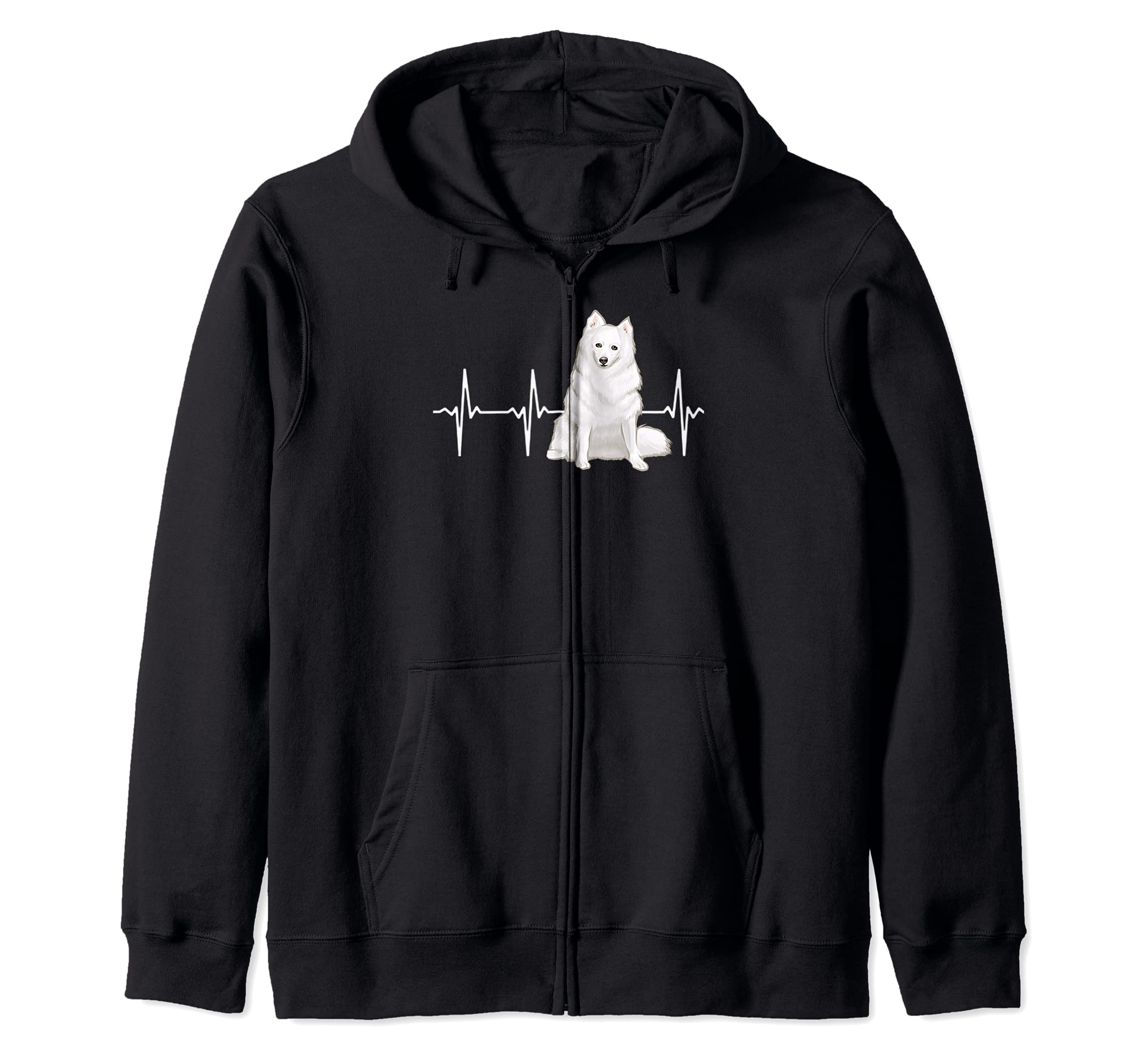 American Eskimo Dog Heartbeat Dog Lover Zip Hoodie