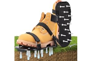 Huazu Grass Aerator Shoes, Epoxy Spike Garden Footwear with Adjustable Hook-and-Loop Straps | One-Size-Fits-All Lawn Aeration Shoes | Easy to Use | Yard/Patio Grass Carer