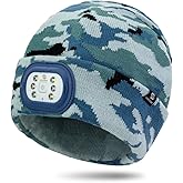 BERGWEISER Kids LED Beanie with Light, 3 Modes Headlamp Beanie Hat, Rechargable Removable USB, Gift