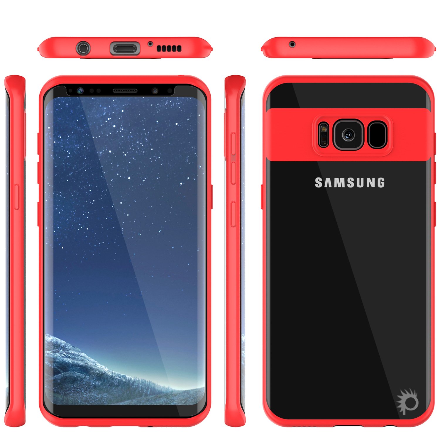Galaxy S8 Plus Case, Punkcase [MASK Series] Full Body Hybrid Dual Layer TPU Cover [Clear Back][Non Slip][Ultra Thin Fit] W/Protective PUNKSHIELD Screen Protector for Samsung Galaxy S8 + [RED]