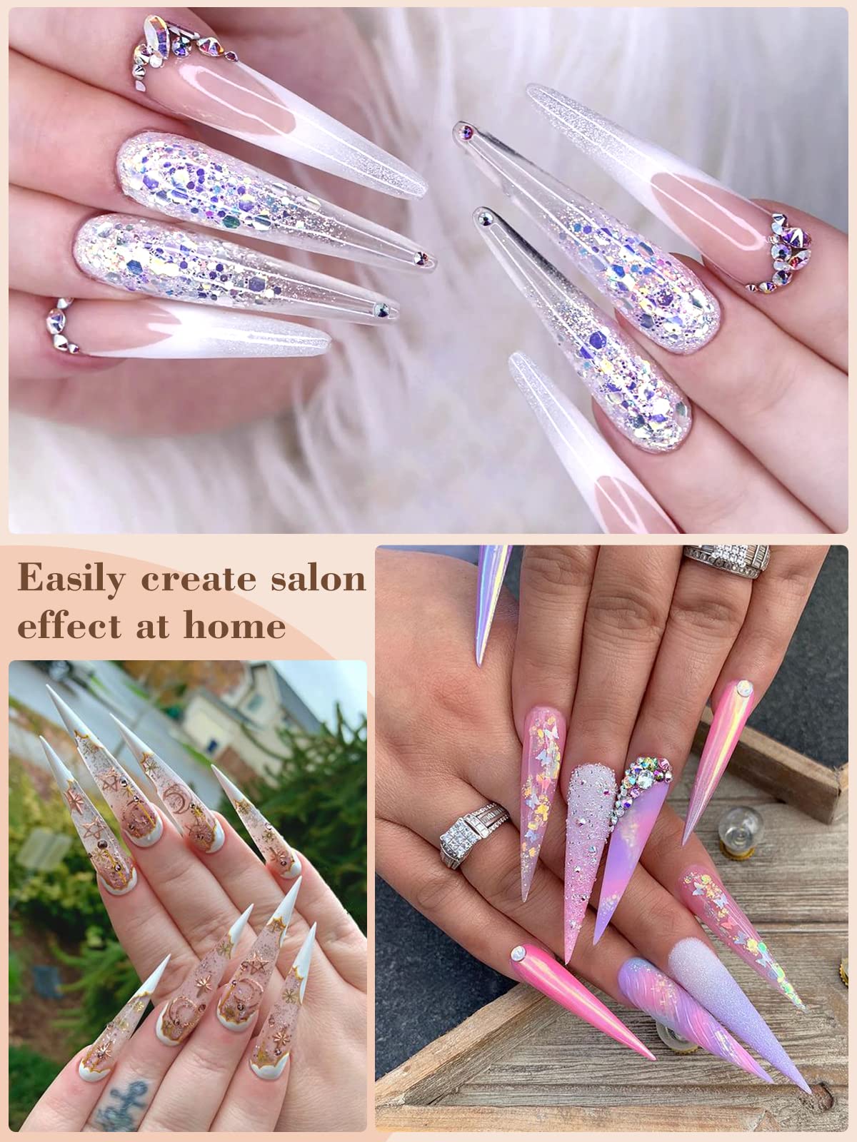 500Pcs Stiletto Nail Tips for Acrylic Nails, XL Long Clear False Nails Tips Soft Traceless, Half Cover Tapered Square False Nail Tips for Nail Extension Nail Art, Home DIY Nail Salon 10 Sizes - Image 6