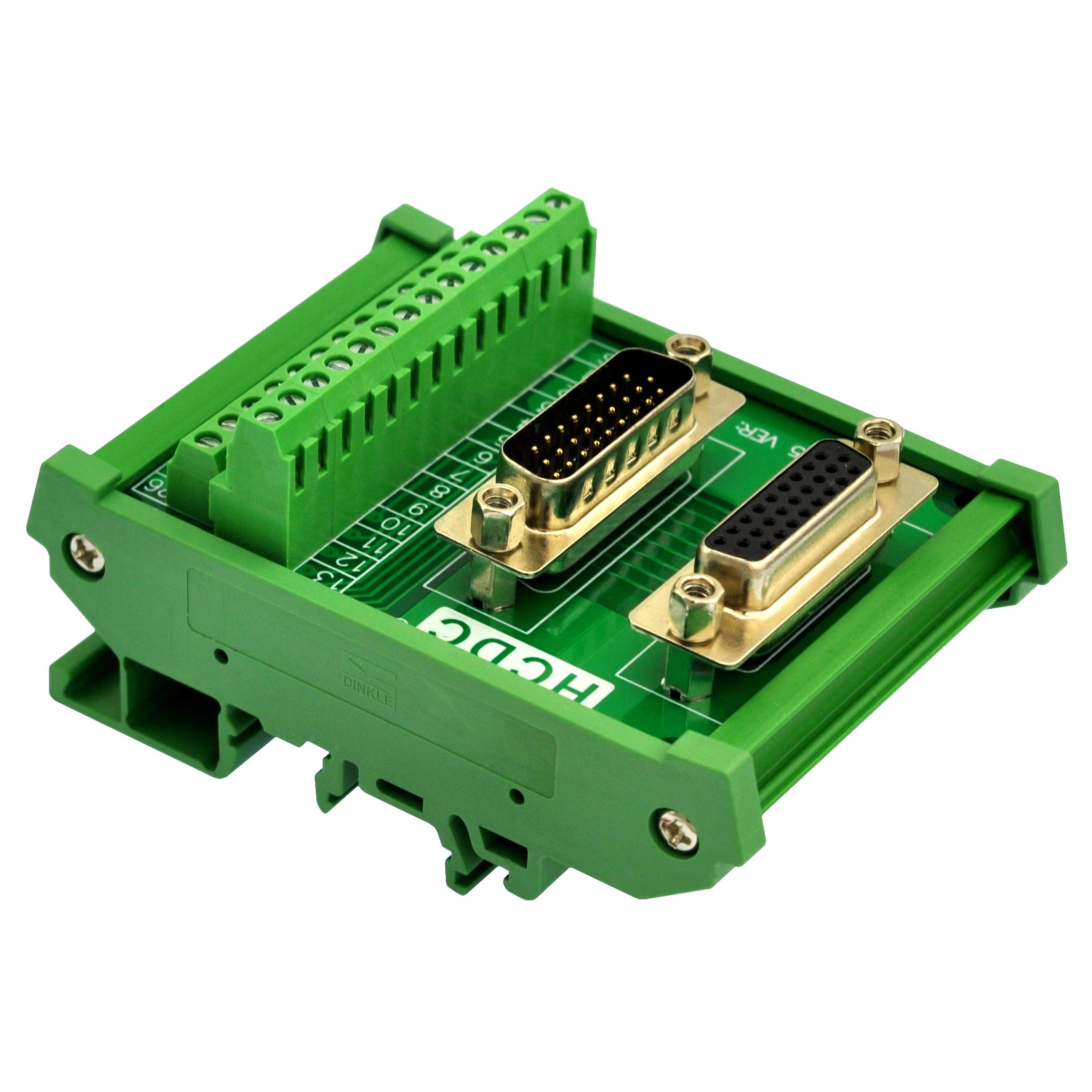 DIN Rail Mount D-SUB Male-Female Interface Module Terminal Block Breakout Board (DB26HD)