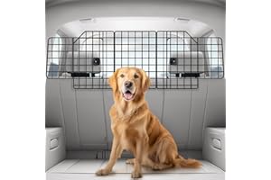 rabbitgoo Dog Car Barrier for SUVs, Adjustable Large Pet Gate, Universal-Fit Divider Cargo Net, Heavy-Duty Wire Mesh Dog Barrier SUV, Van Vehicles Subaru Car Accessories Safety Travel, Triple Folding