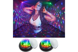 ljnyiwan Rechargeable Mini Disco Ball for Car, Party Lights Dj Disco Lights, 2-in-1 RGB Strobe Lamp with Sound Activated 7 Colors for Home Room Dance Parties Birthday Decorations (2pcs)
