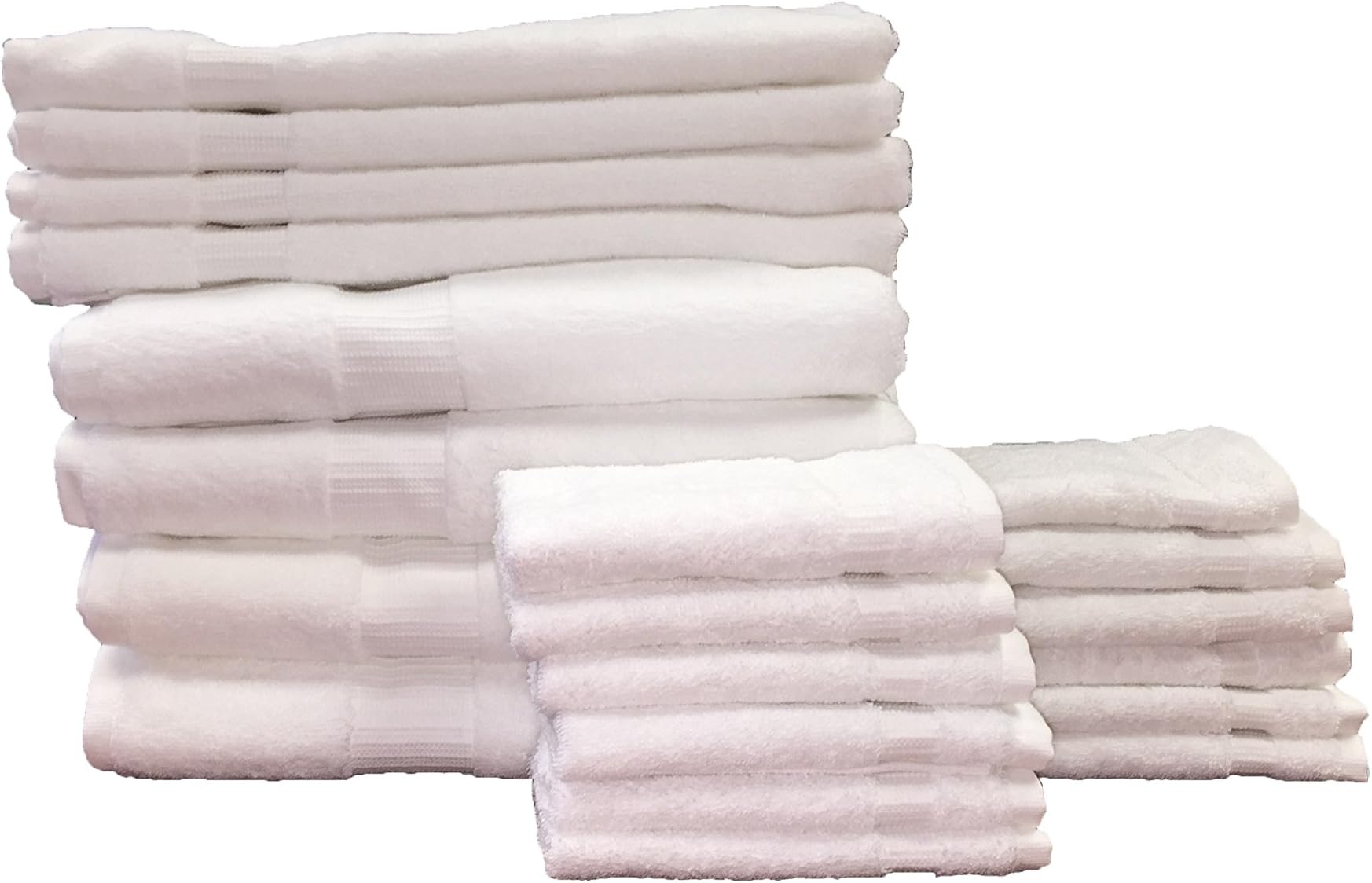 Optima Collection Silver Level Complete Bath Set, includes 4 Bath Towels, 4 Hand Towels, and 12 Washcloths, 100% Eco-Friendly Pre-Consumer Regenerated Cotton