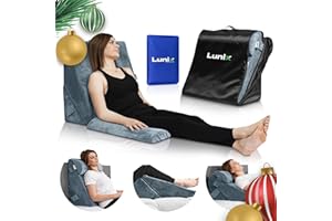 Lunix 3pcs Orthopedic Bed Wedge Pillow Set, Post Surgery Memory Foam for Back, Leg, and Knee Pain Relief, Adjustable Sitting Pillow for Sleeping, Acid Reflux, and GERD, with Hot Cold Pack, Navy