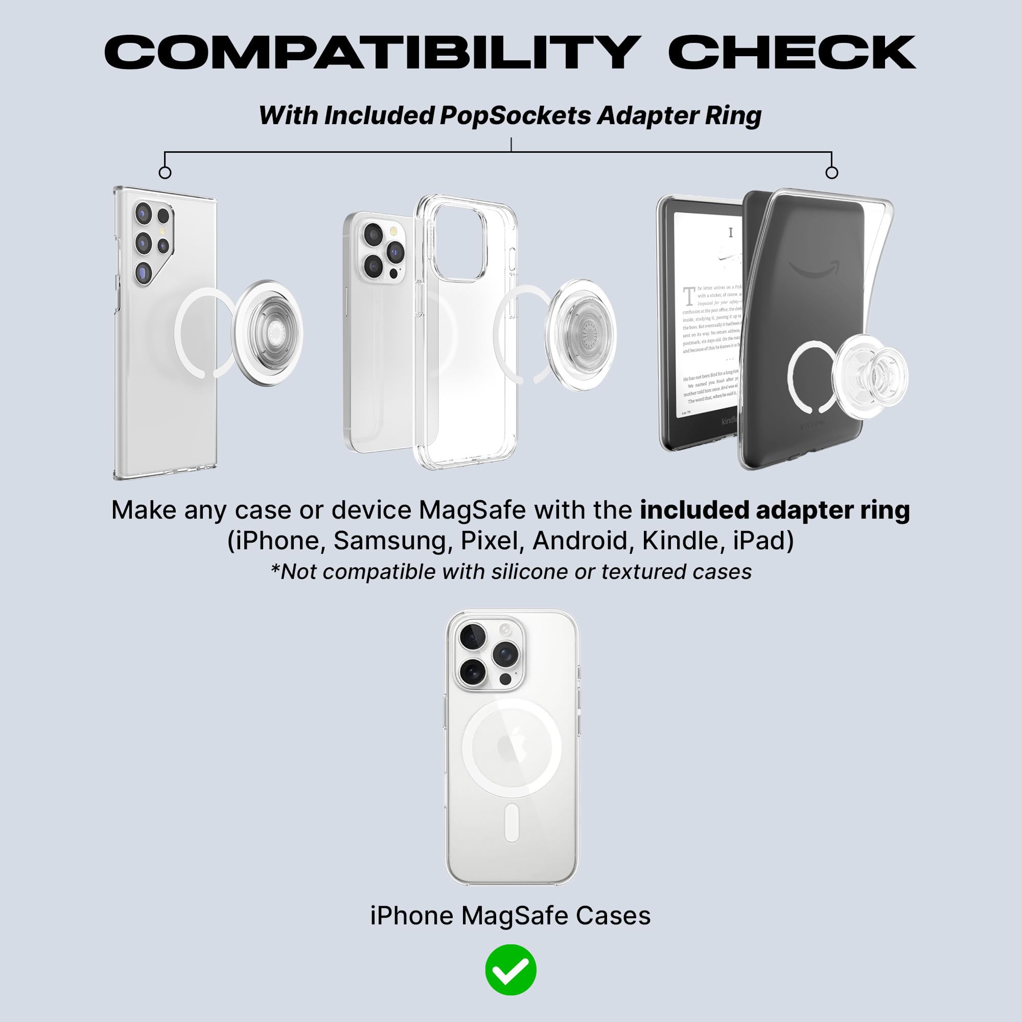 PopSockets Phone Grip for MagSafe with Kickstand, Magnetic Stand, Swappable Top, Secure Hold for iPhone MagSafe Cases, Phone & Tablet Grip, Cute PopSockets - Enamel Coconut Crème