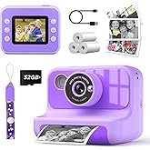 LETSHAHA Instant Print Camera for Kids, 1080P Digital Video Cameras, Christmas Birthday Gifts Toys for Age 3-12, Toddler Camera for 4 5 6 7 8 9 10 Year Old Girls - Purple