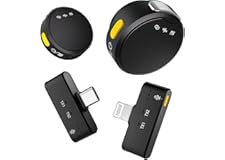 RIBIU Wireless Lavalier Microphone for iPhone/Android, Mini Microphone with Noise Cancellation, 16Hrs Battery Life, Lapel Blu