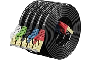 Cat8 Ethernet Cable 7ft 5Pack Black, 2000MHz 40Gbps High Speed LAN Cord, RJ45 Flat Cat 8 Patch Cable for Modem/Router/PC/PS5/
