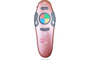 ZETZ PowerPoint Presentation Clicker, USB Wireless Presenter Remote with Lazer Pointer, for Microsoft Power Point RF 2.4 GHz (Rose Gold)