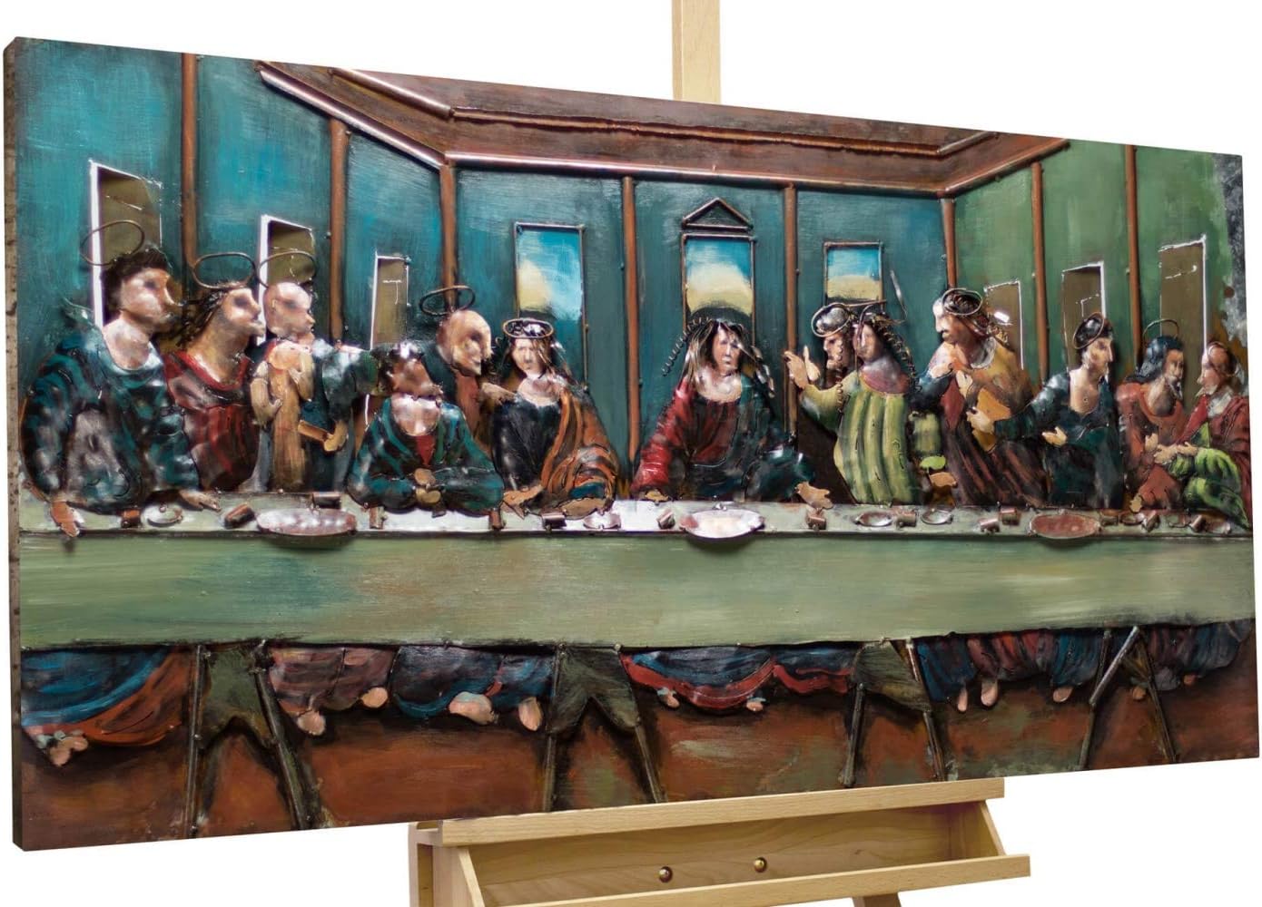 KunstLoft Vivid Metal 3D Relief Image 'The Last Supper' 47x24x2inches Large handcrafted wall