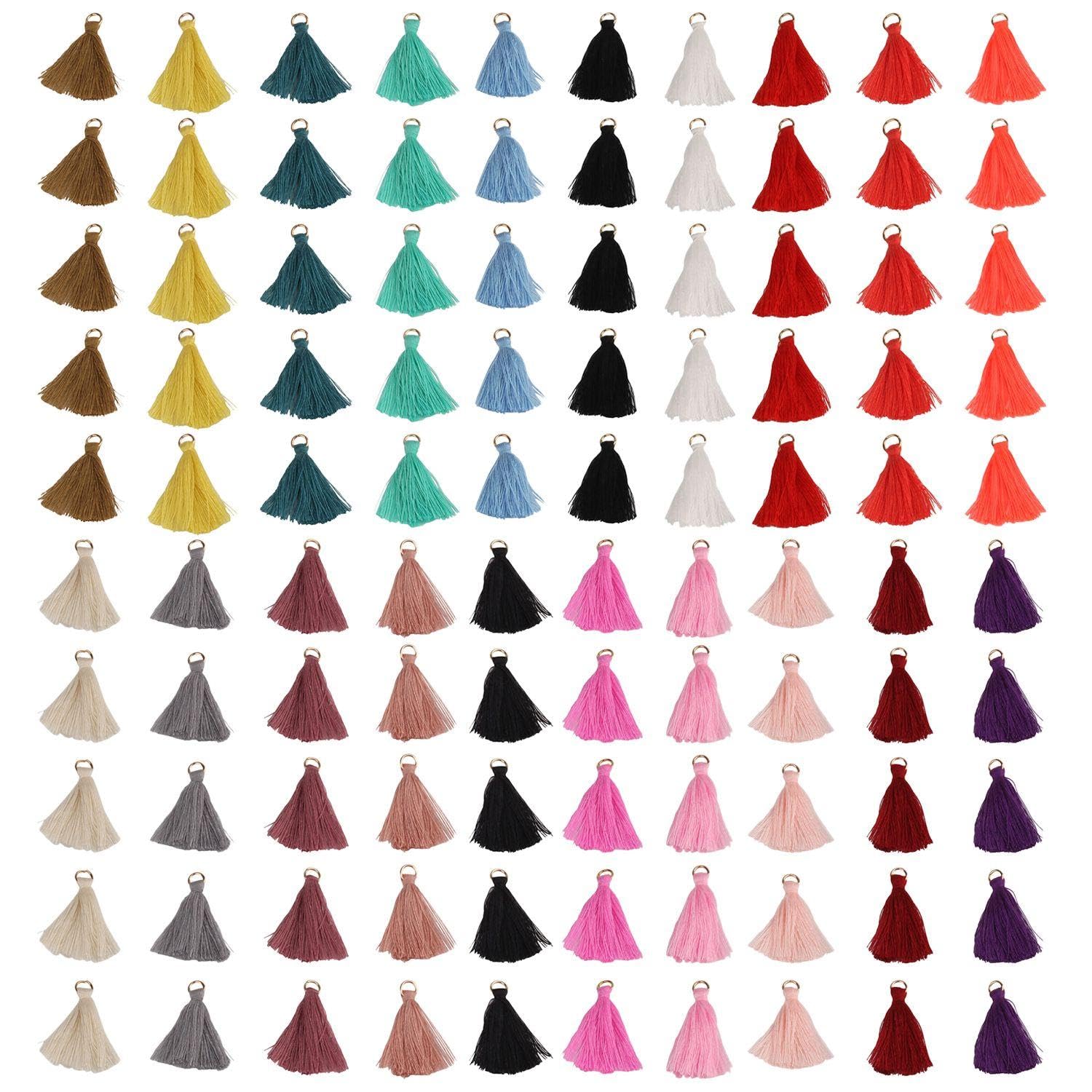 100 Pieces Decorative Tassels for Bookmarks, Pendants, Keychains and Crafts