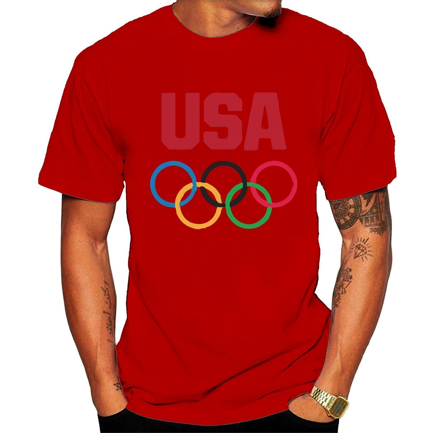 Toovee S Generic U S Flag Olympic Rings Team Usa T Shirt Kitilan