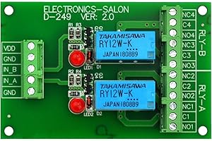 Electronics-Salon 2 DPDT Signal Relay Module Board, DC 12V Version, for Arduino Raspberry-Pi 8051 PIC.