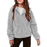 Haloumoning Girls' Outerwear Jackets Kids Soft Fleece Zip up Hoodie with Pockets 5-14 years