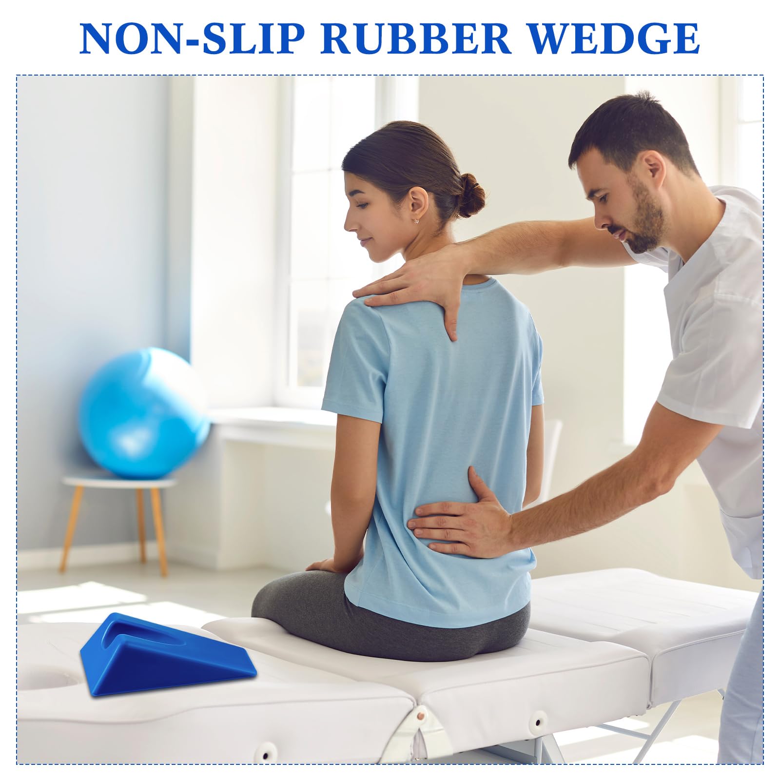 Suzile Mobilization Wedge 7.9 x 4.1 x 2 Inch Triangle Therapy Non Slip Silicone Wedge Pillow Sturdy Support for Relieve Spinal Pain Rehabilitation Tool(Blue)