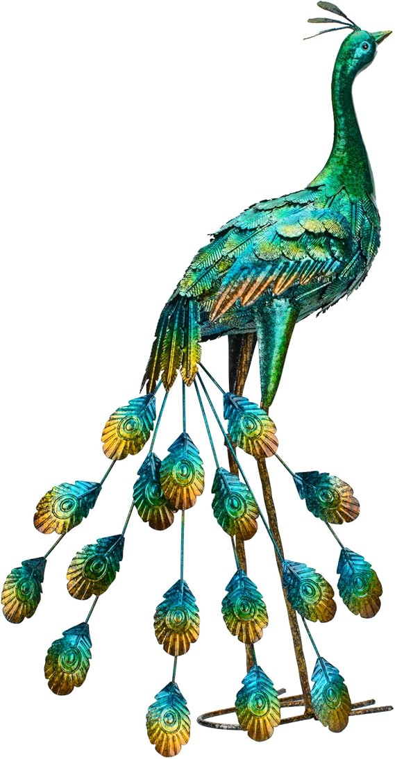 Kircust Peacock Garden Statue and Sculpture, Metal