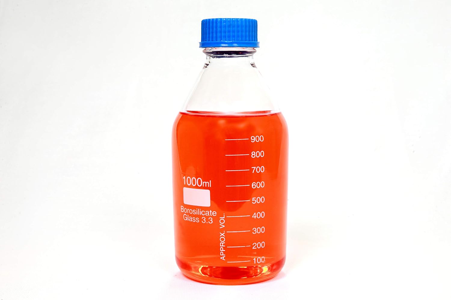 1000ml Leak Proof Media Bottle Super Thick Graduated with GL45 Screw Cap Durable 1 Liter Glass Bottle: Industrial & Scientific