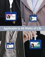 Uniclife 3 Pack ID Badge Holder Double-Sided Windows Blue Card Protector view 6