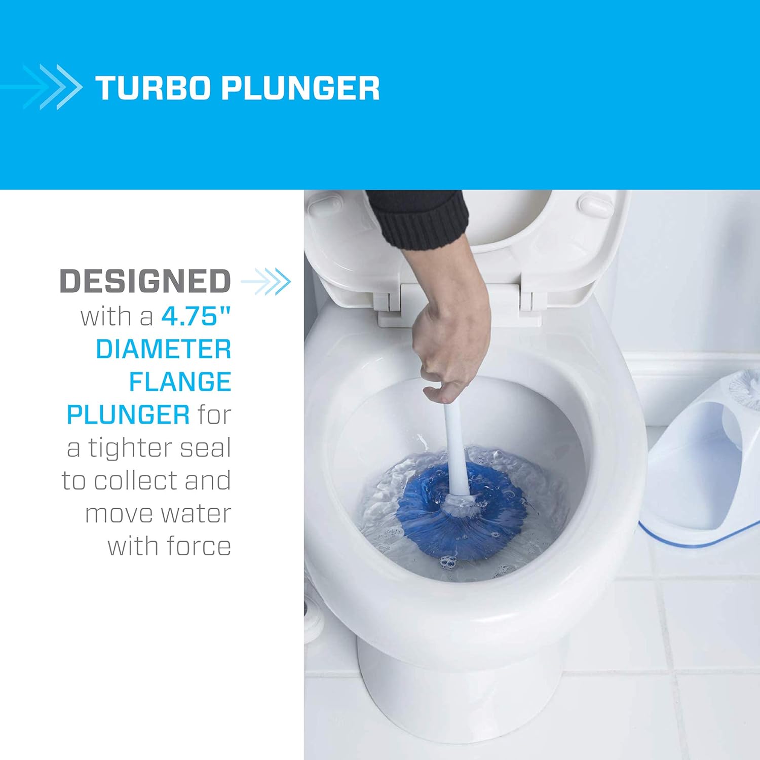 Mr Clean 440436 Combo, White/Blue Plunger and Bowl Brush Caddy Set, Toilet, Turbo Plunger & Brush: Home Improvement