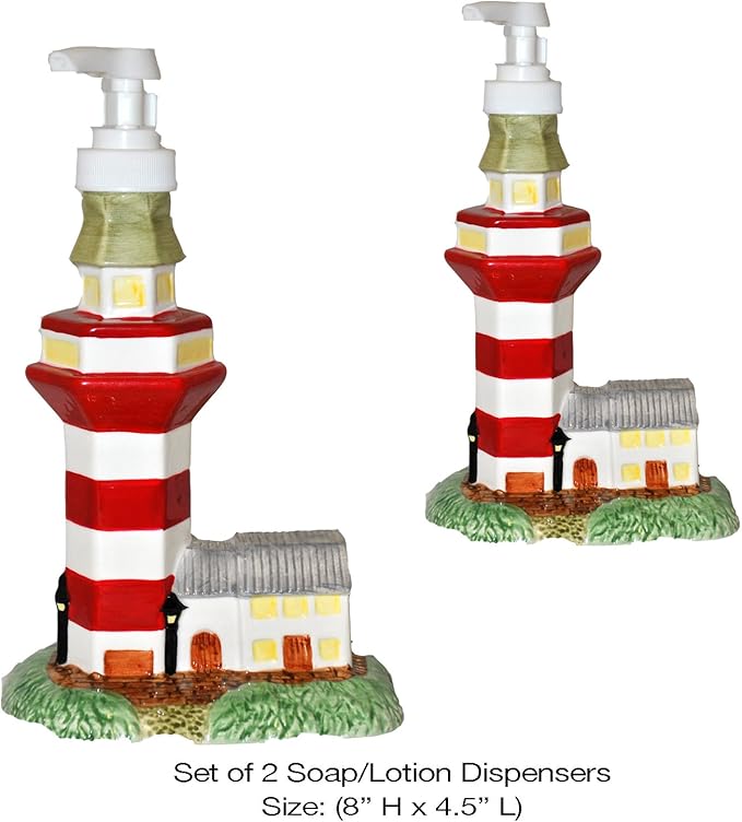 Soap/Lotion Dispensers, Lighthouse, Glass, Set of 2 Pieces NEW Home & Kitchen