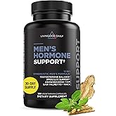 Livingood Daily Men's Hormone Support Supplement for Vitality & Balance, 14-in-1 Testosterone Booster for Men with Ashwagandha, Maca, DIM, Zinc, Saw Palmetto, Vitamin B12 & More, Vegan, 120 Capsules
