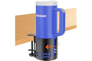 DAWOLRP Deeper Desk Cup Holder Clamp for Table,360° Rotating Anti-Spill Cup Holder for Desk,Office Desk Accessories to Hold Coffee Mugs,Stanley YETI Bottles Holder