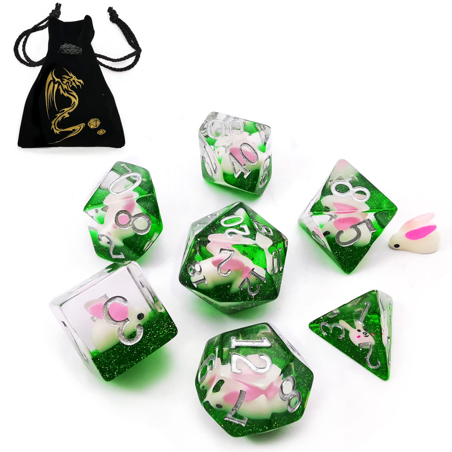 Bescon Oversized DND Animal Dice Set of Rabbit, Giant 7pcs Rabbit Polyhedral D&D Dice Set, Big Sized Dungeons and Dragons Dice — image 1