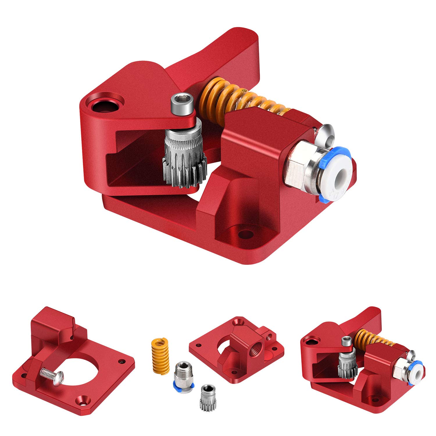 TUZUK Dual Drive Extruder, Aluminum Dual Gear Extruder Upgrade Kit for Tornado/CR-10/ CR-10S/ CR-10S Pro/Ender 3/Anet A8 Anycubic Mega Wanhao i3 (right hand)