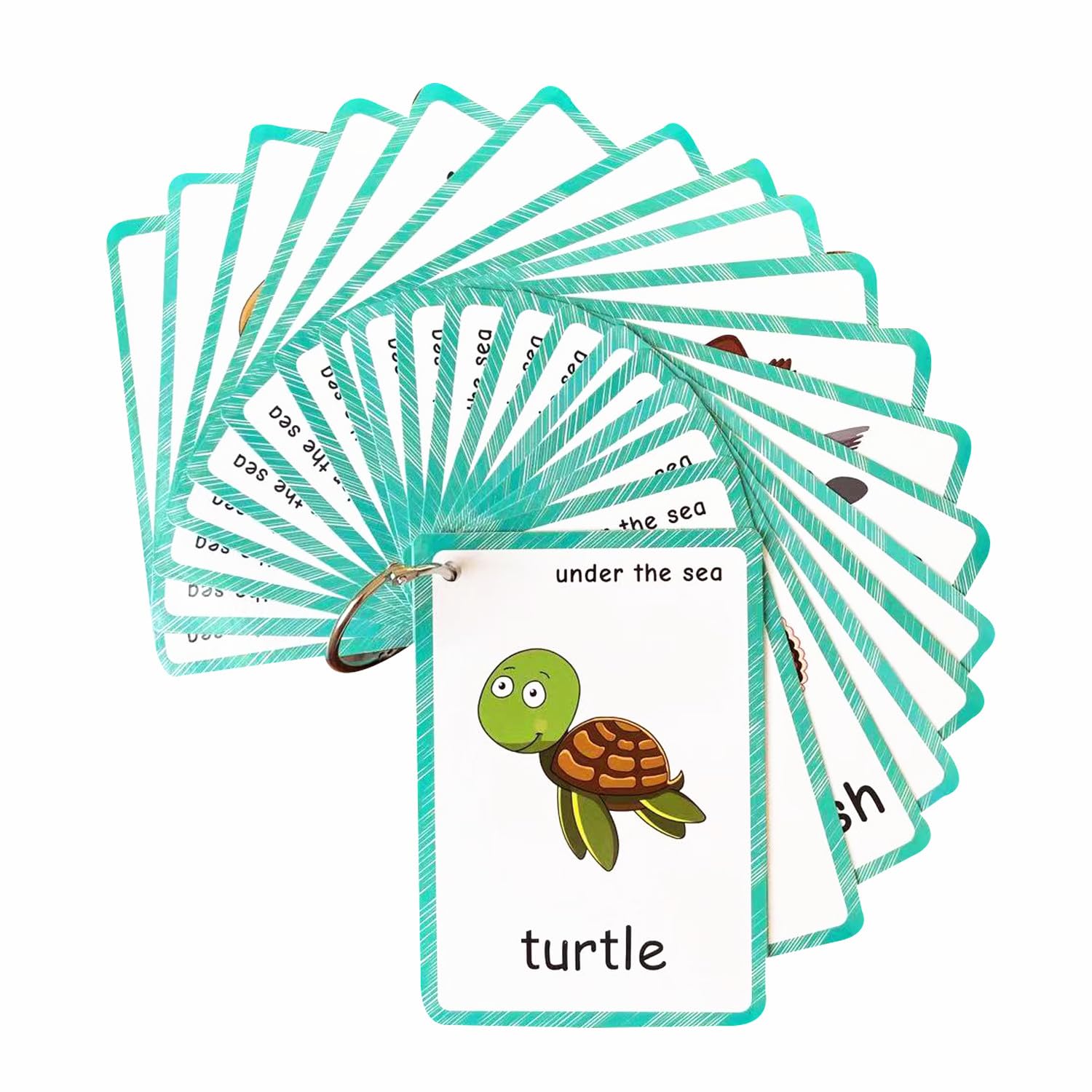 20Pcs Under the Sea Animals Flash Cards, Learning First English Word Cards, for Teacher ESL Teaching Aid Materials, Tools